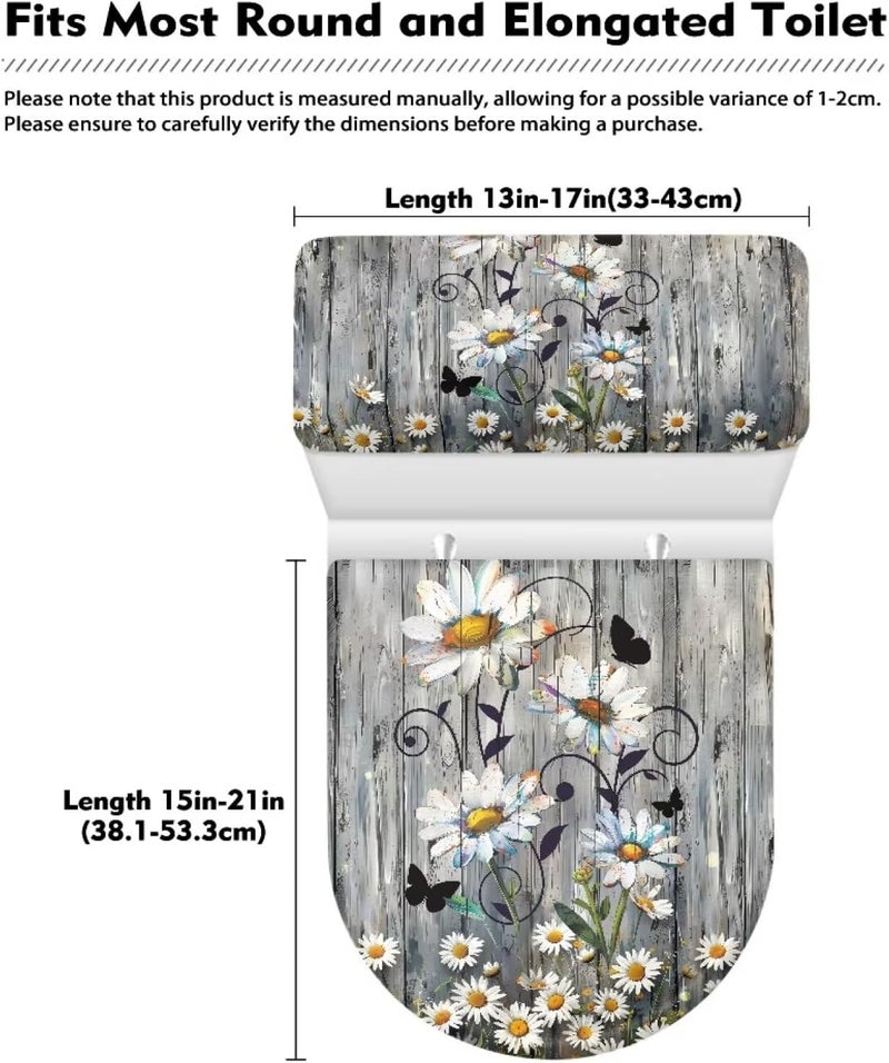 Kathyboom Daisy Board Toilet Tank Lid Cover Splash Resistant Tank Lid Covers Reusable Dust Stain Off Fit Most Round Elongated Oval Toilet Decor - Image 5